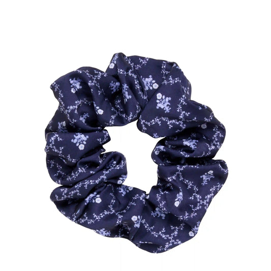 Wet Brush × Hill House Large Satin Scrunchie - Navy Trellis